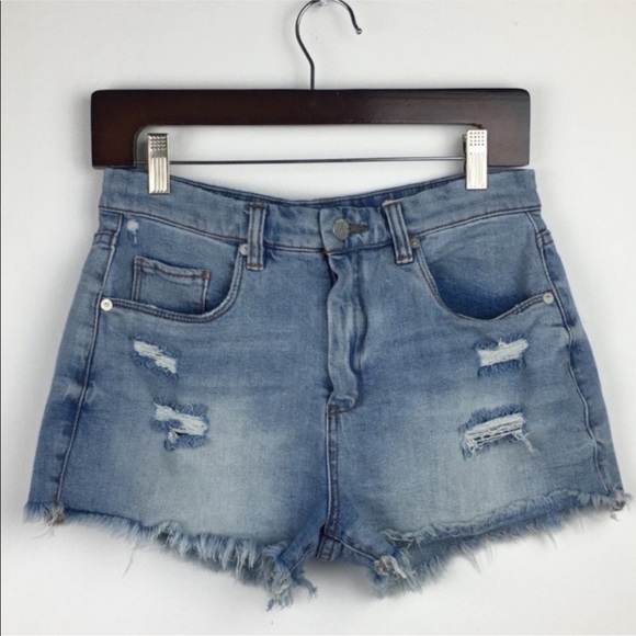 Blank NYC Distressed Wedge Denim Jean Shorts - Picture 2 of 7
